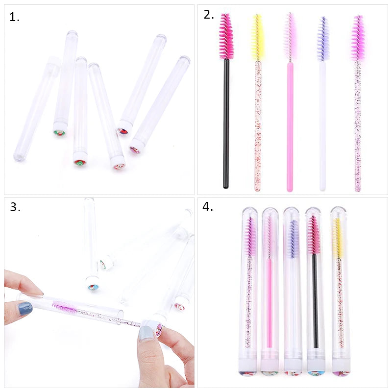 20/50 pçs reutilizável natal escova de cílios tubo falso rímel varinhas à prova de poeira sobrancelha escova recipiente lash extensão maquiagem ferramenta