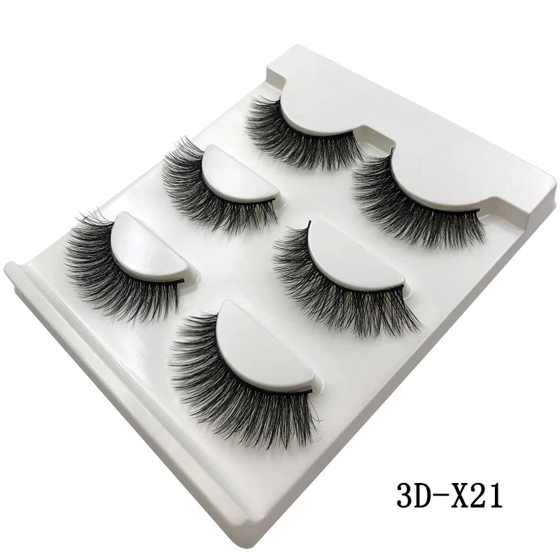 3 pares de cílios postiços naturais maquiagem grossa cílios de vison 3d reais extensão de cílios macios cílios postiços longos cílios de vison 3d