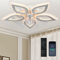 12'' Modern Crystal Ceiling Fan with LED Light 6-Speed Remote Control Dimmable High CRI 90 for Home Office