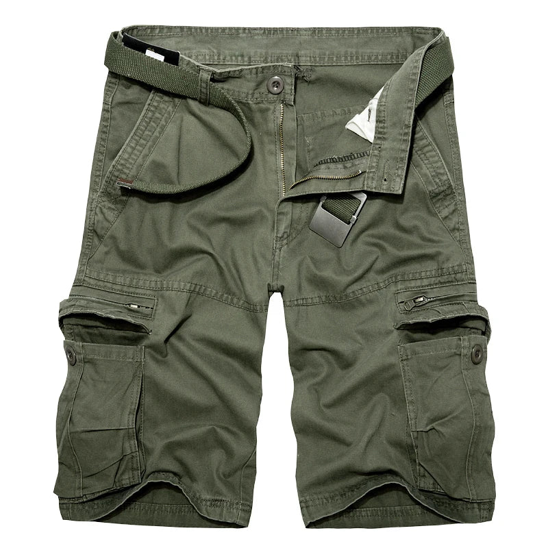 Calções de carga militar dos homens verão exército verde algodão shorts masculino solto multi-bolso shorts homme casual bermuda 40