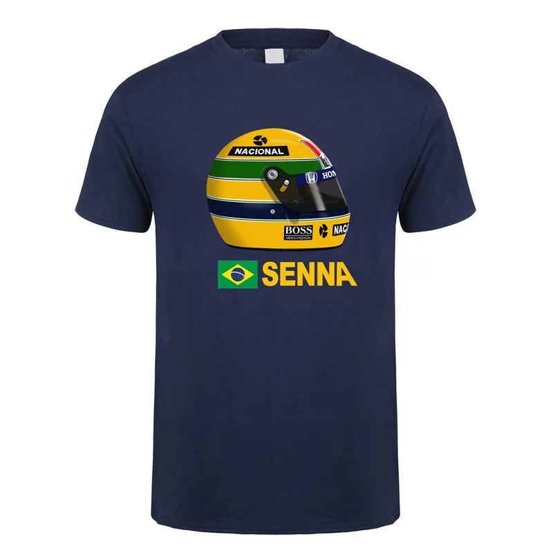Novo herói ayrton senna t camisa masculina manga curta camisetas de algodão engraçado legal homem tshirt