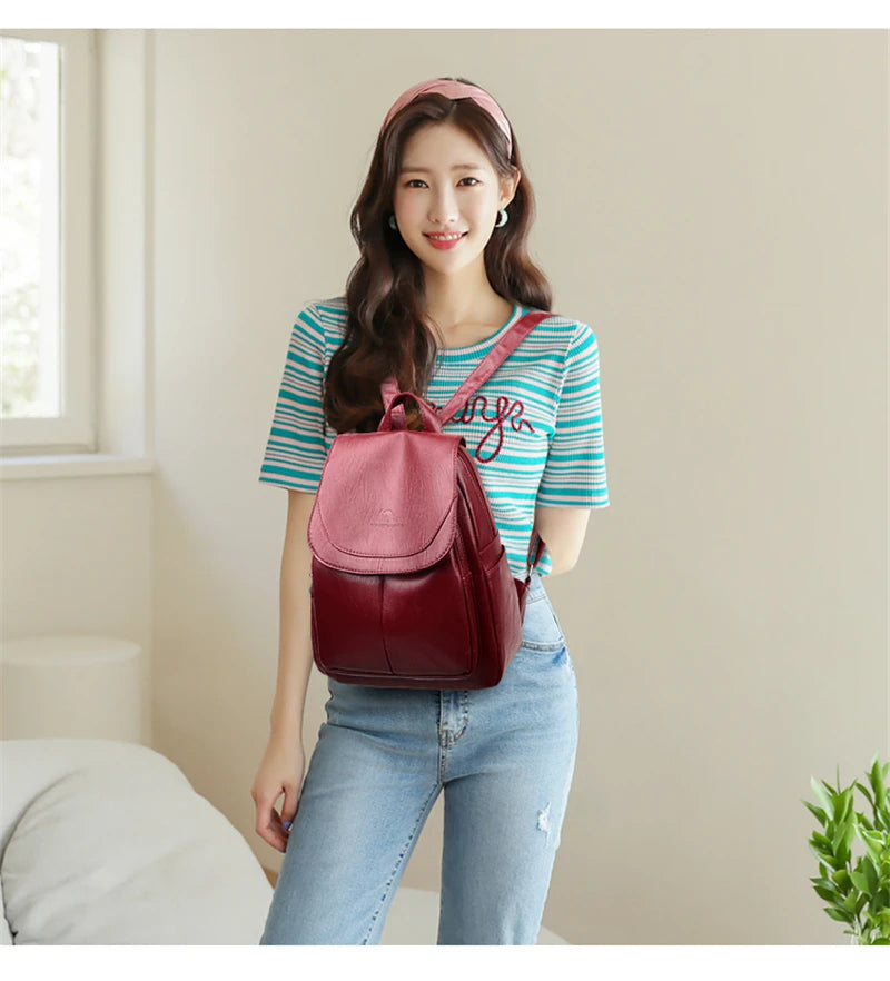 Mochilas de couro vintage para mulheres, bolsa escolar para meninas, mochila de viagem para senhoras, mochila feminina de alta qualidade, nova