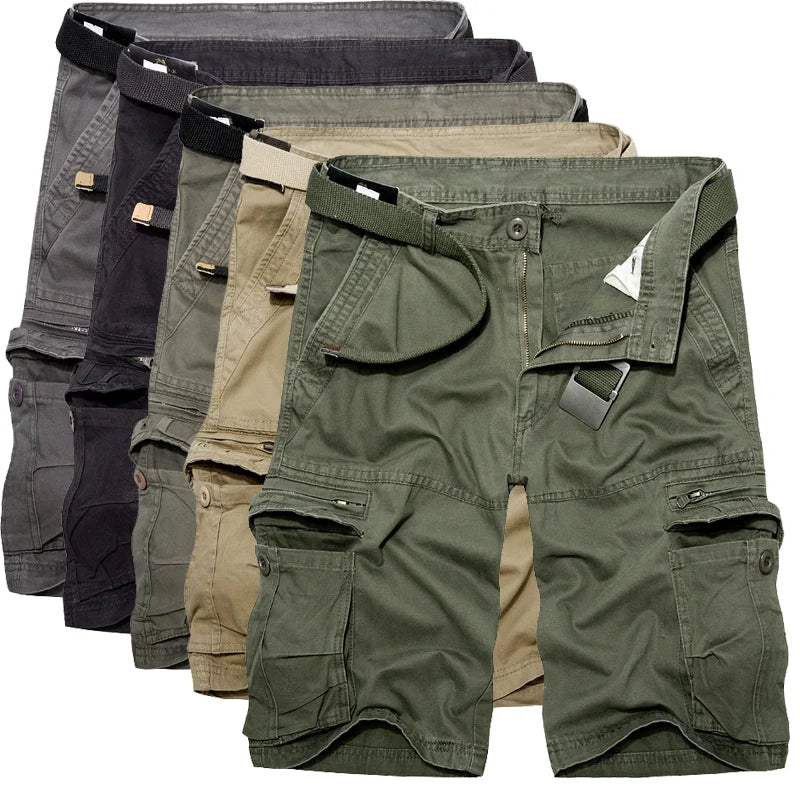 Calções de carga militar dos homens verão exército verde algodão shorts masculino solto multi-bolso shorts homme casual bermuda 40
