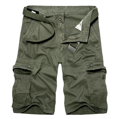 Calções de carga militar dos homens verão exército verde algodão shorts masculino solto multi-bolso shorts homme casual bermuda 40
