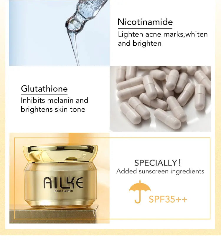 AILKE Corretor de manchas escuras, hidratação branqueadora, creme facial com spf35 + iluminação, tom de pele coreano, anti-queimaduras solares, cuidados com a pele do rosto