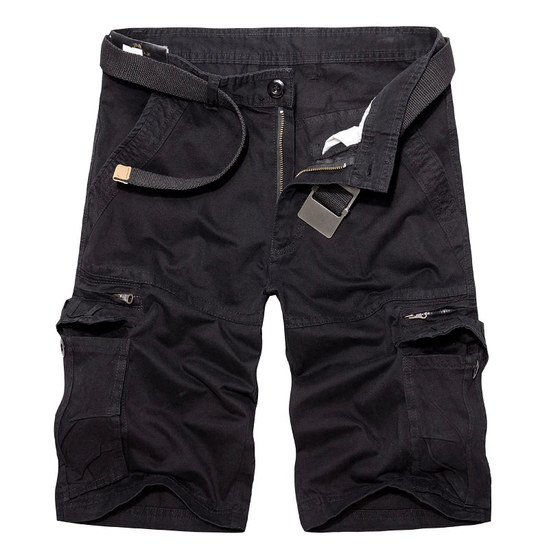 Calções de carga militar dos homens verão exército verde algodão shorts masculino solto multi-bolso shorts homme casual bermuda 40