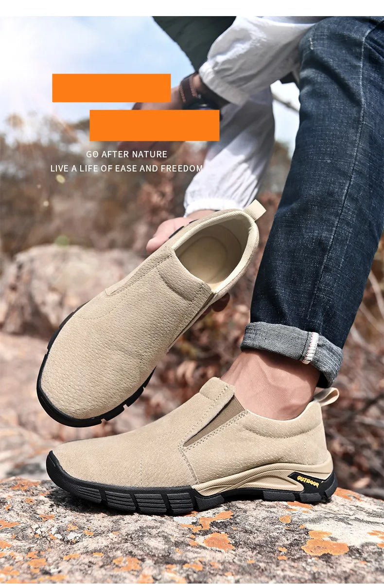 Sapatos masculinos de marca de couro genuíno sapatos casuais ao ar livre respirável tênis camurça original mocassins masculinos tênis