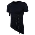 Homens design irregular hip hop punk t camisa topos laço fino ajuste camisetas masculinas estilo gótico camisetas boate palco traje