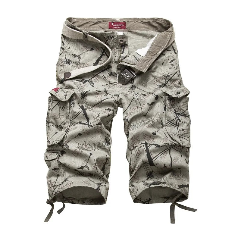 2026 Novo Lançamento: Bermuda Cargo Masculina de Algodão Sumner - Camuflagem Fashion com Vários Bolsos para Uso Casual e Atividades ao Ar Livre