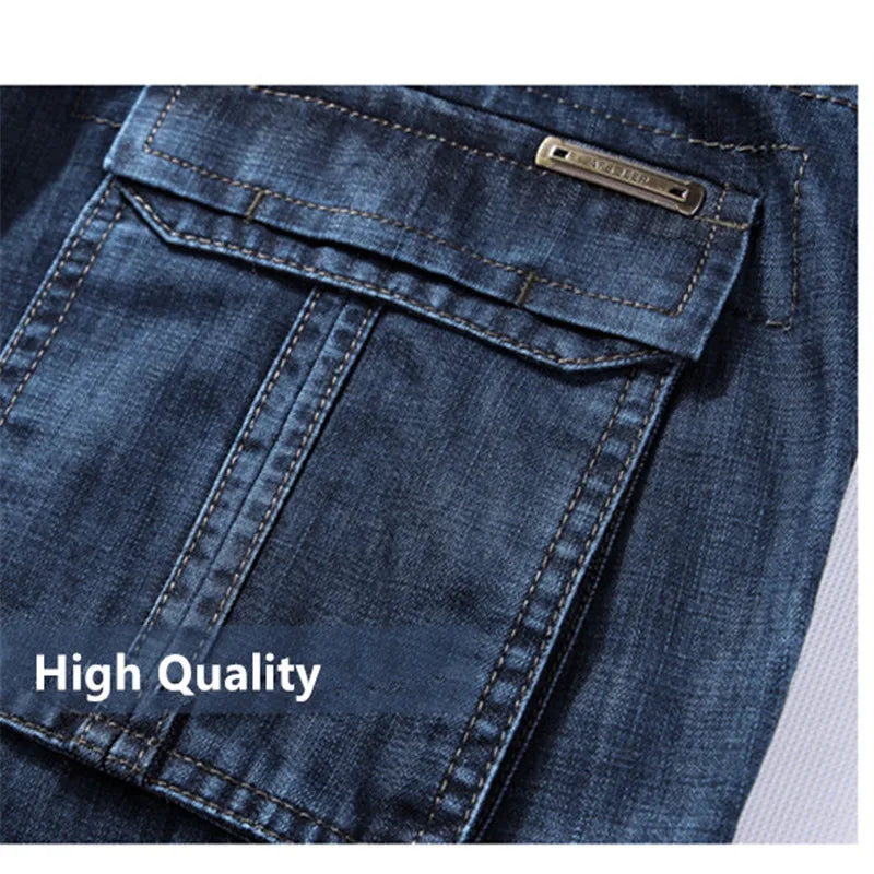 Calça jeans cargo masculina, tamanho grande 29-40 42 44, casual, multibolsos, roupas masculinas, 2023, calça jeans para homens