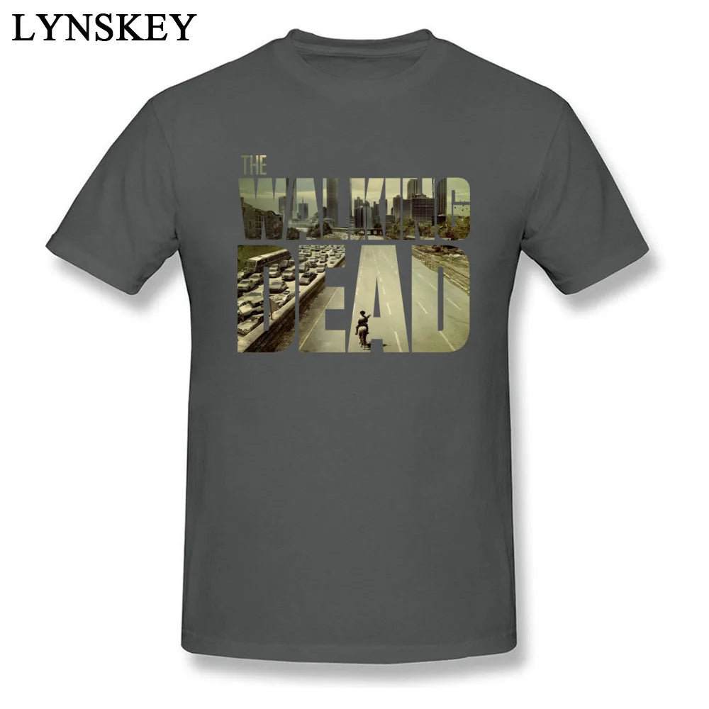 O dead walking funky t-camisa do homem manga curta algodão teesshirt personalizado namorado superior legal preto