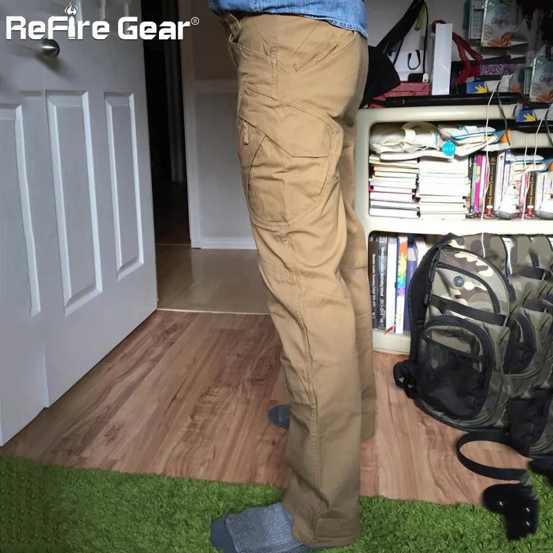 Calças IX9 City Tactical Cargo para homens, SWAT, calças militares do exército, algodão, muitos bolsos, elásticas, flexíveis, calças casuais, combate, XXXL