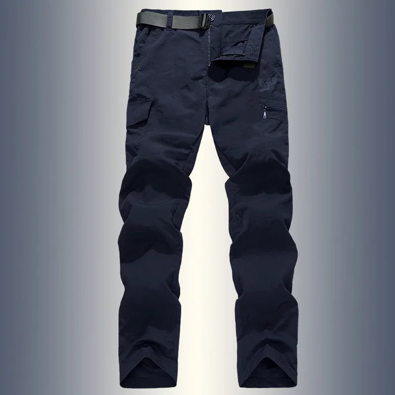 Calças de carga respirável impermeáveis masculinas, calças compridas masculinas, corredores de bolsos do exército, casual, verão, plus size, 4XL