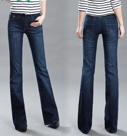 Jeans de cintura média de mulheres, calça casual confortável, elegante, alta qualidade, verão, primavera, verão, 2024