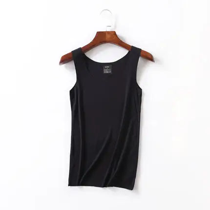 Camisetas Sem Costura de Alta Qualidade para Mulheres, Tops de Modal Macio, Camisetas Sem Mangas Brancas, Tops Sem Marcas