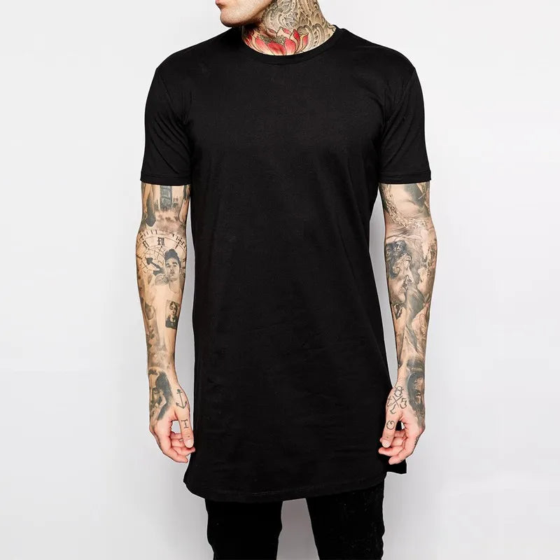 Camiseta Masculina Preta de Manga Curta Casual Hip Hop 2026 Nova Coleção para Homens