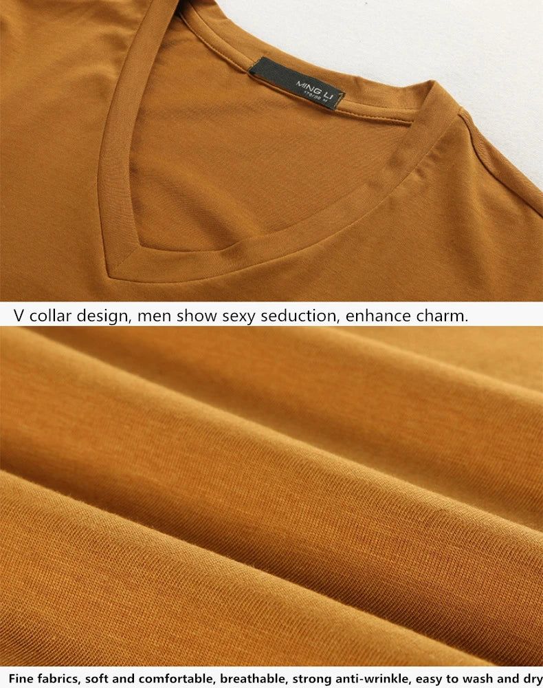 Camiseta Masculina Nova 2026, Gola V, Manga Curta, Moda Fitness, Tamanho 5XL