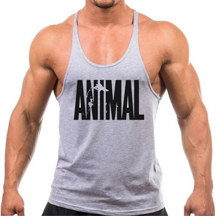 Camisa sem mangas masculina, camiseta de algodão para academia e musculação