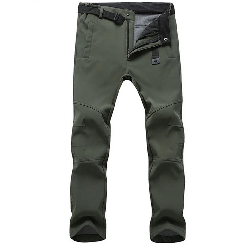 Estiramento calças à prova dwaterproof água dos homens casual inverno grosso quente velo pele de tubarão masculino blusão moletom dos homens calças táticas