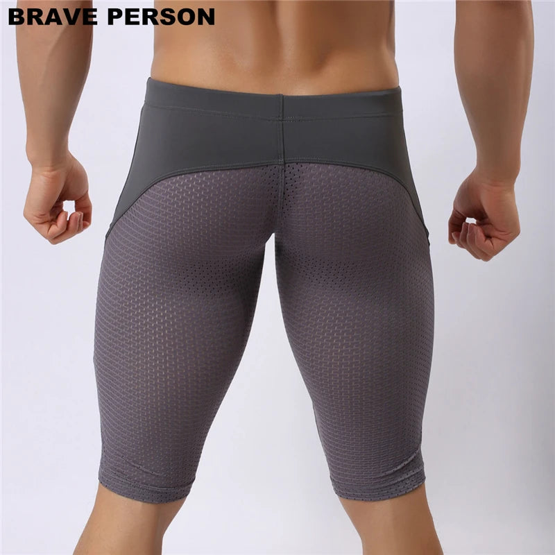 Pessoa corajosa estilo verão shorts de malha respirável masculino apertado praia shorts multifunções na altura do joelho board shorts beach wear