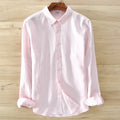 Novo designer itália estilo 100% linho camisa de manga comprida masculina marca casual 5 cores camisas brancas sólidas para homens topo chemise