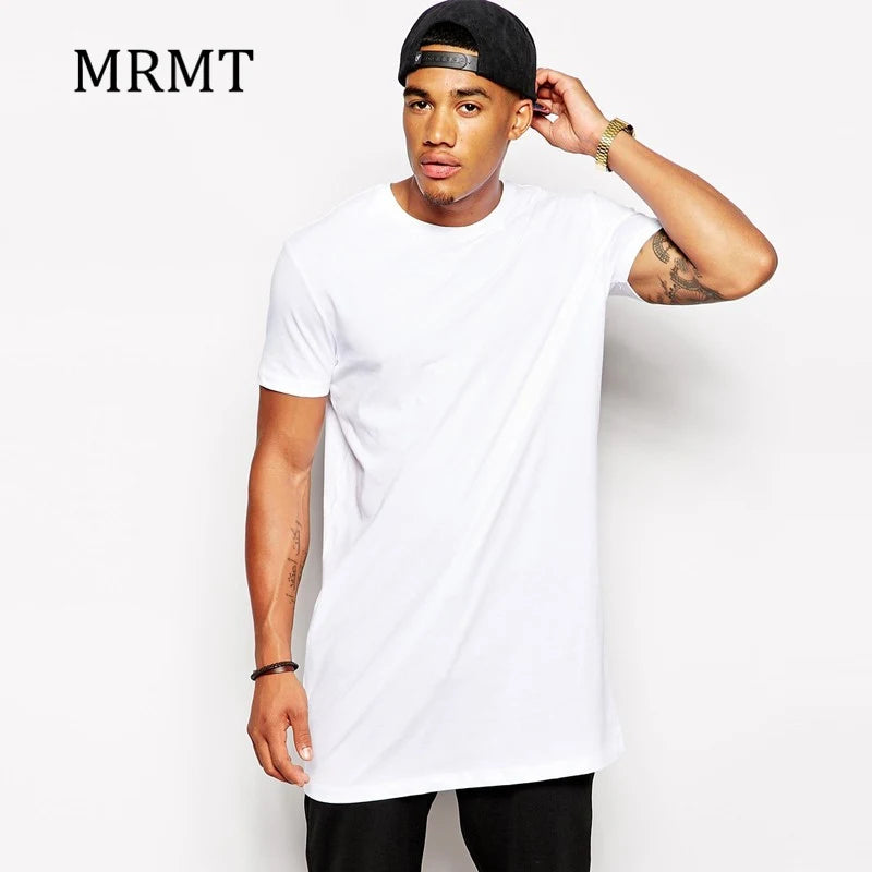 Camisetas Masculinas Casuais Brancas Longas 2026 MRMT - Tops Hip Hop Extra Longos para Homens