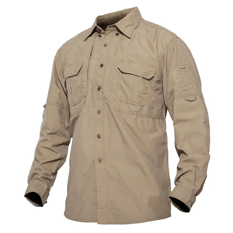 TACVASEN-Camisas leves de manga comprida para homens, camisa de secagem rápida para caminhadas, camisas de nylon para trabalho ao ar livre, carga para o verão