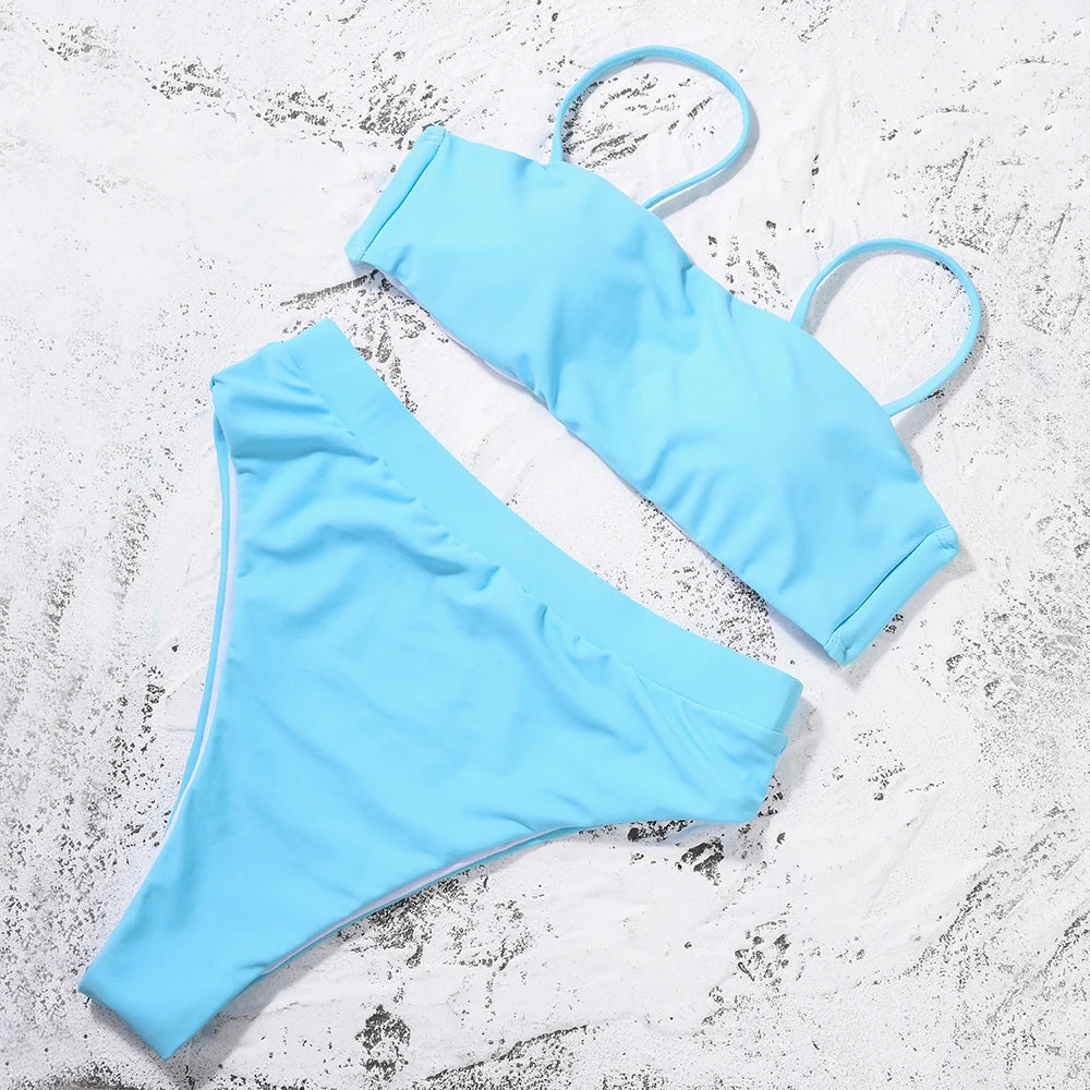 ZTVitality Sexy Bikini 2021 Venda quente Biquinis Cor sólida Cintura alta Biquini Push Up Biquínis Brasileiro Leopardo Summer Feminino Bikinis S-XL