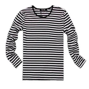 Estilo marinho camisa de manga longa masculina camiseta o pescoço listra t camisa masculina camisa marinha vintage básico 95% algodão camisa
