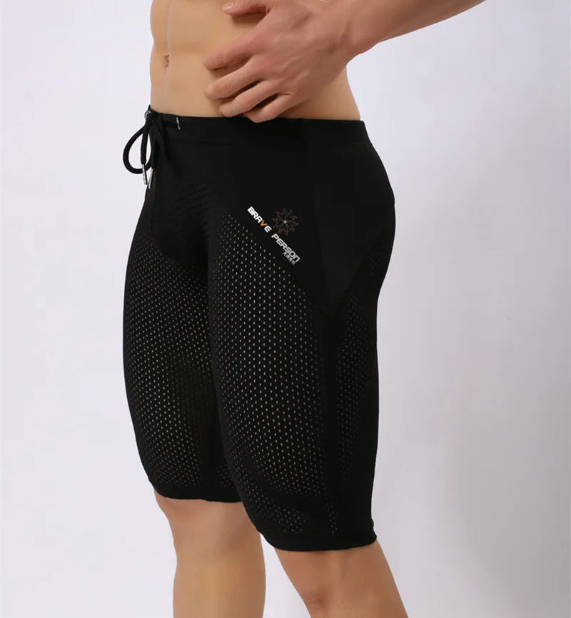 Pessoa corajosa estilo verão shorts de malha respirável masculino apertado praia shorts multifunções na altura do joelho board shorts beach wear
