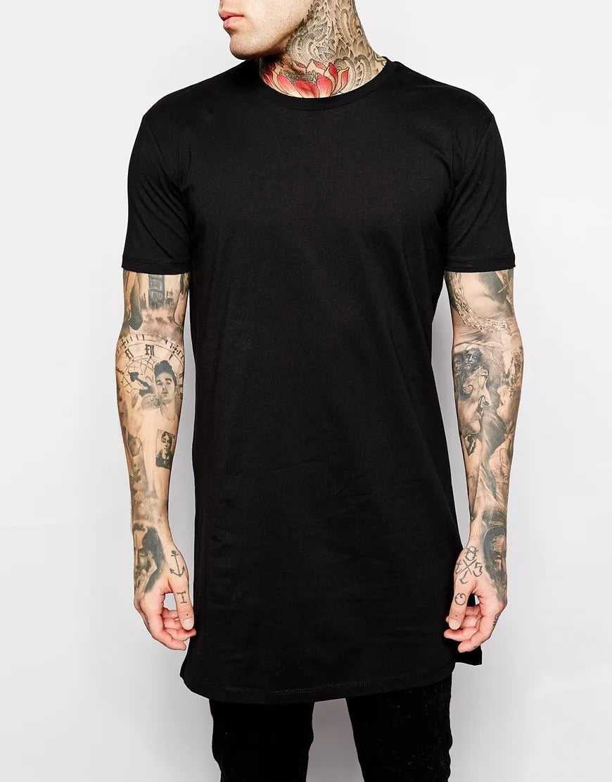 Camiseta Masculina Preta de Manga Curta Casual Hip Hop 2026 Nova Coleção para Homens