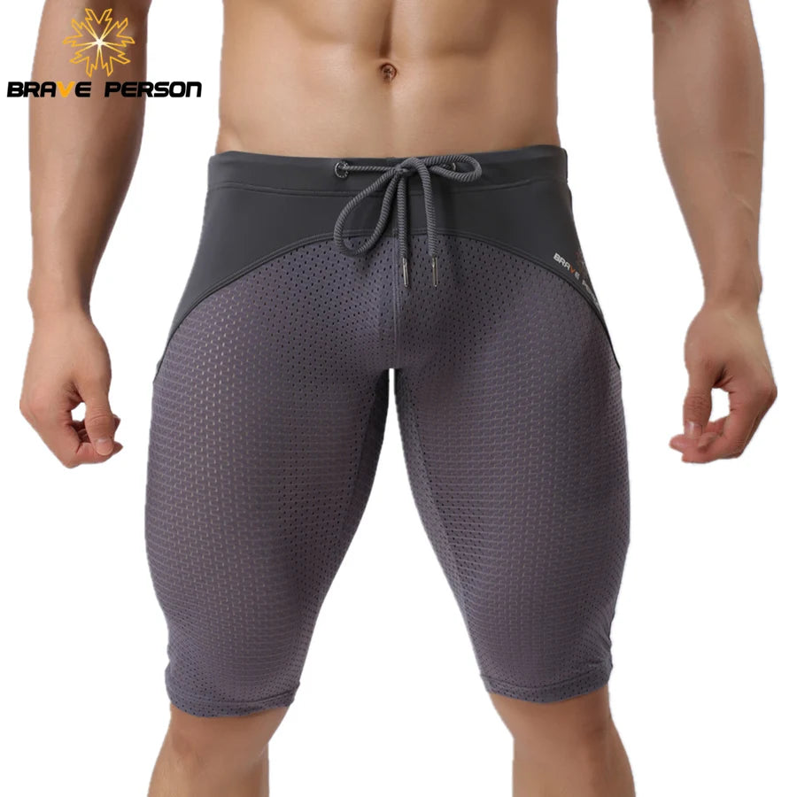 Pessoa corajosa estilo verão shorts de malha respirável masculino apertado praia shorts multifunções na altura do joelho board shorts beach wear