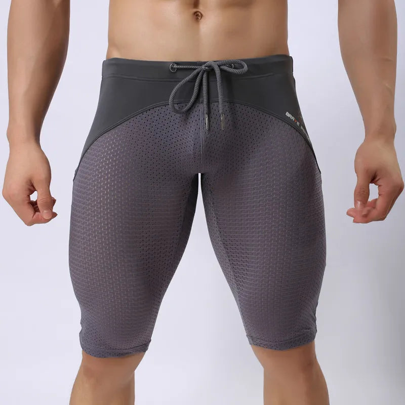 Pessoa corajosa estilo verão shorts de malha respirável masculino apertado praia shorts multifunções na altura do joelho board shorts beach wear