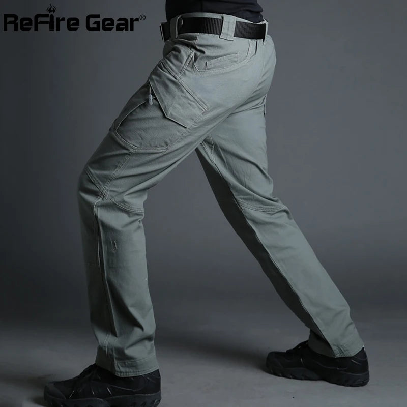 Calças IX9 City Tactical Cargo para homens, SWAT, calças militares do exército, algodão, muitos bolsos, elásticas, flexíveis, calças casuais, combate, XXXL