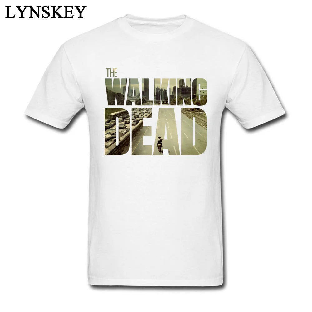 O dead walking funky t-camisa do homem manga curta algodão teesshirt personalizado namorado superior legal preto