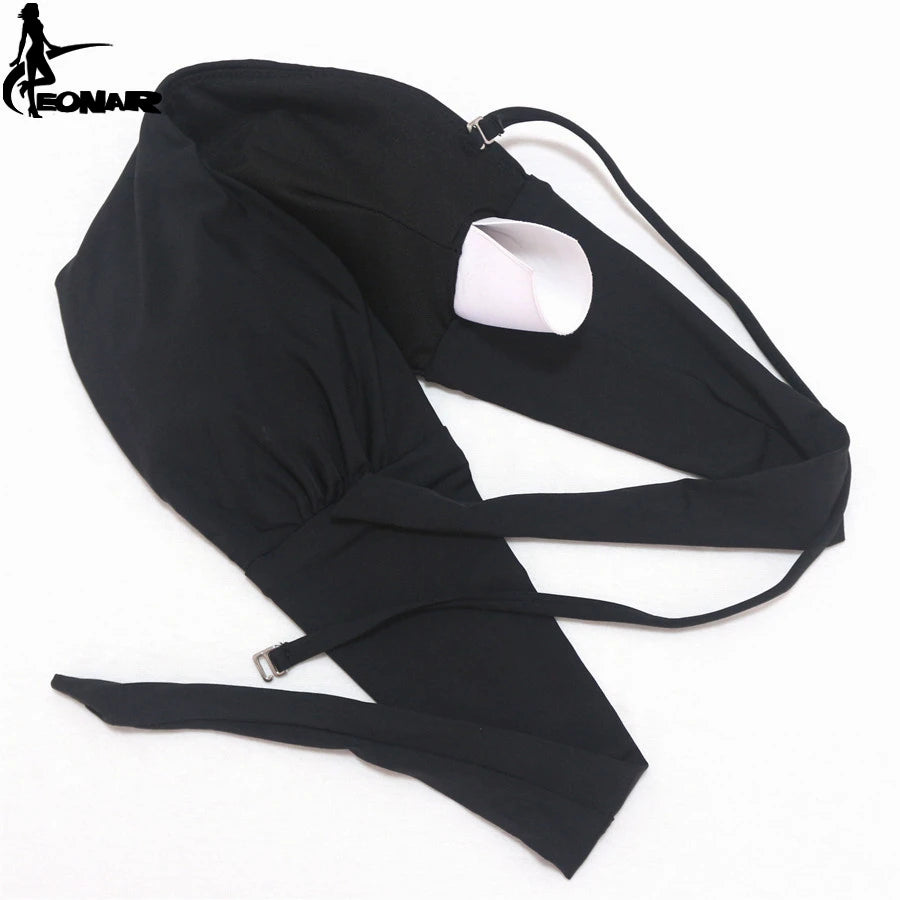EONAR Biquíni 2025 Sólido Mulheres Maiô Brasileiro Corte Bottom Bikini Set Push Up Swimwear Femme Maiôs Esporte Beach Wear