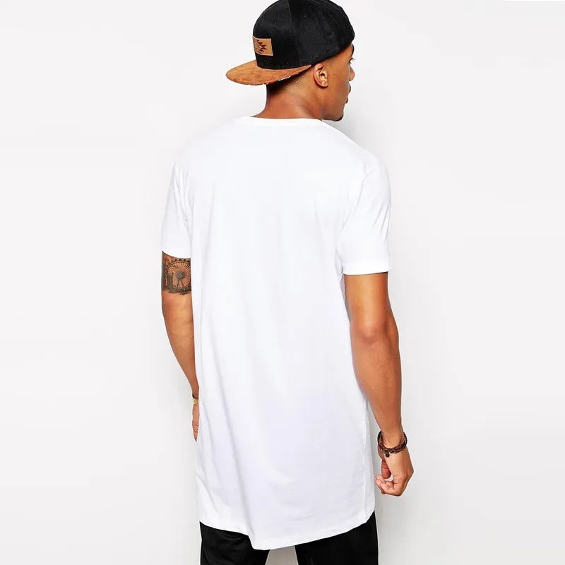 Camiseta Masculina Preta de Manga Curta Casual Hip Hop 2026 Nova Coleção para Homens
