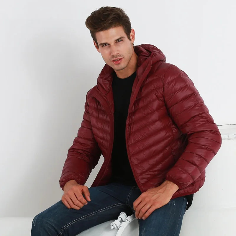 NewBang-jaqueta de pato ultra leve com capuz masculino, casaco quente portátil à prova de vento, parka de penas, marca leve