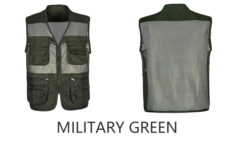 2021 homens multi-bolso clássico colete masculino sem mangas descarga sólida casaco de trabalho fotógrafo tático malha colete jaqueta