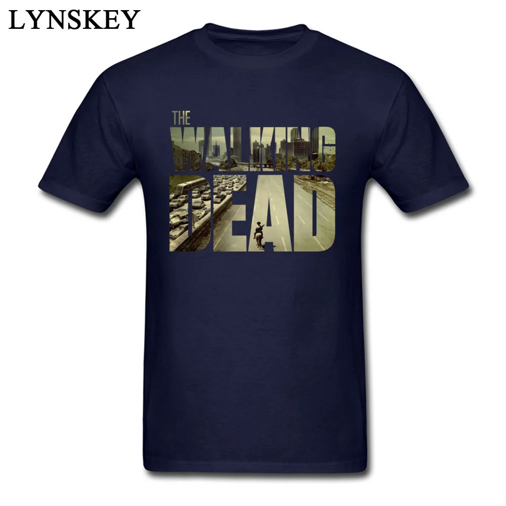 O dead walking funky t-camisa do homem manga curta algodão teesshirt personalizado namorado superior legal preto