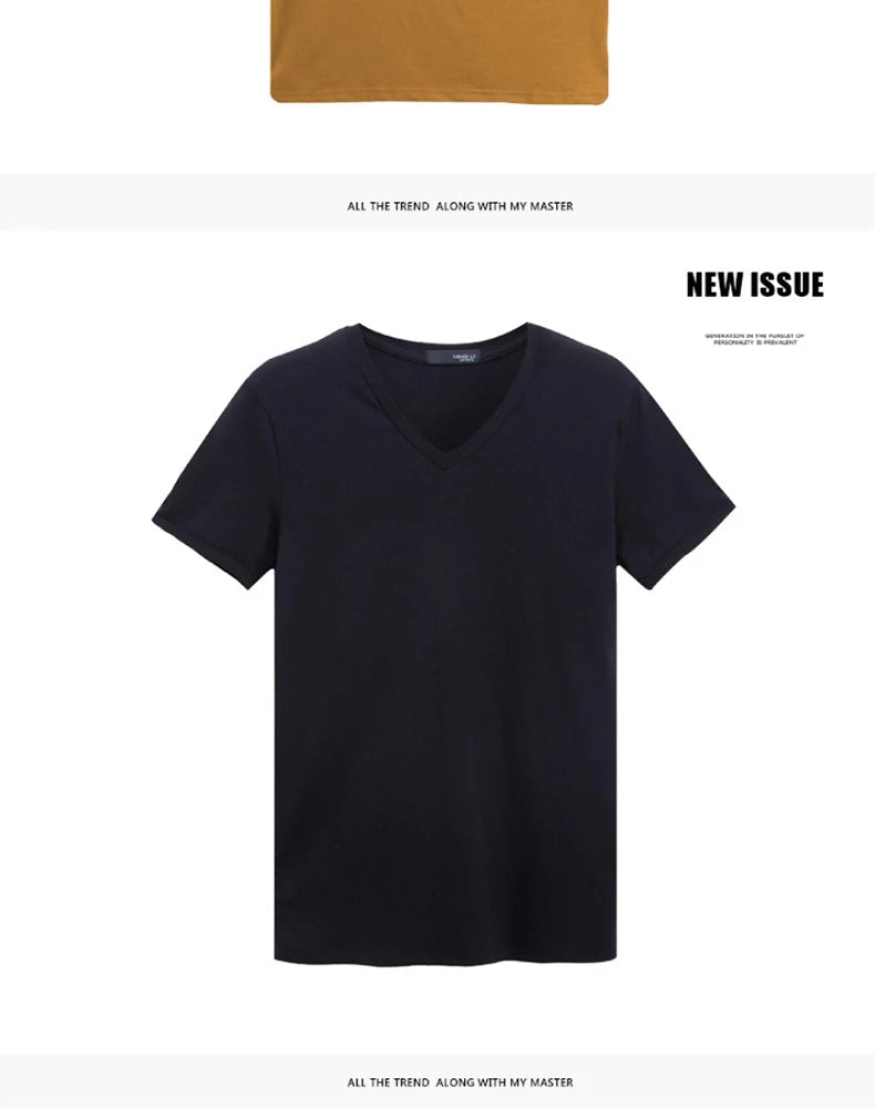 Camiseta Masculina Nova 2026, Gola V, Manga Curta, Moda Fitness, Tamanho 5XL