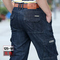 Calça jeans cargo masculina, tamanho grande 29-40 42 44, casual, multibolsos, roupas masculinas, 2023, calça jeans para homens