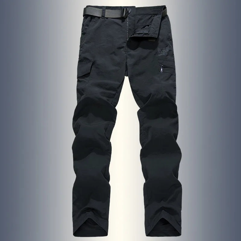 Calças de carga respirável impermeáveis masculinas, calças compridas masculinas, corredores de bolsos do exército, casual, verão, plus size, 4XL