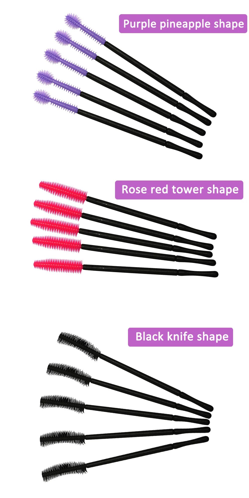 Fadvan 50 pcs/pack escovas de silicone ferramenta de cílios descartáveis pente rímel varinhas pincéis de maquiagem kit aplicador individual para o olho