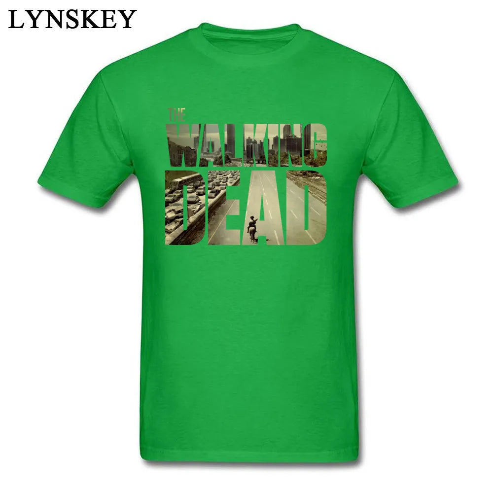 O dead walking funky t-camisa do homem manga curta algodão teesshirt personalizado namorado superior legal preto