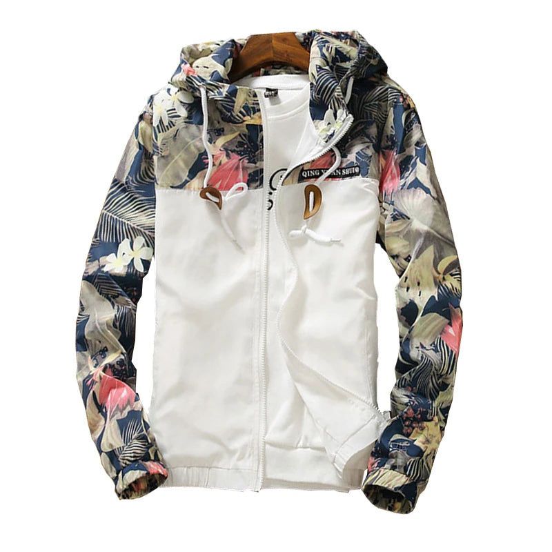 Jaquetas Femininas com Capuz 2026 Primavera Outono Estampadas Florais Casuais Corta-Vento Jaquetas Básicas Femininas Casacos com Zíper Leves