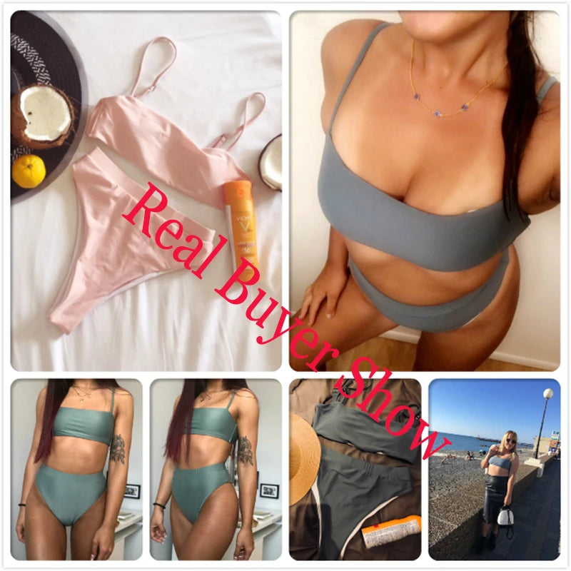 ZTVitality Sexy Bikini 2021 Venda quente Biquinis Cor sólida Cintura alta Biquini Push Up Biquínis Brasileiro Leopardo Summer Feminino Bikinis S-XL