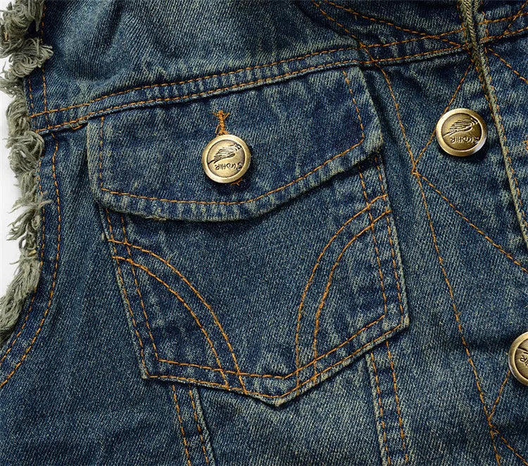 Dimusi verão masculino rasgado denim colete masculino tanque superior lavado jeans colete homem retro cowboy hip hop sem mangas jaqueta 6xl, ya564