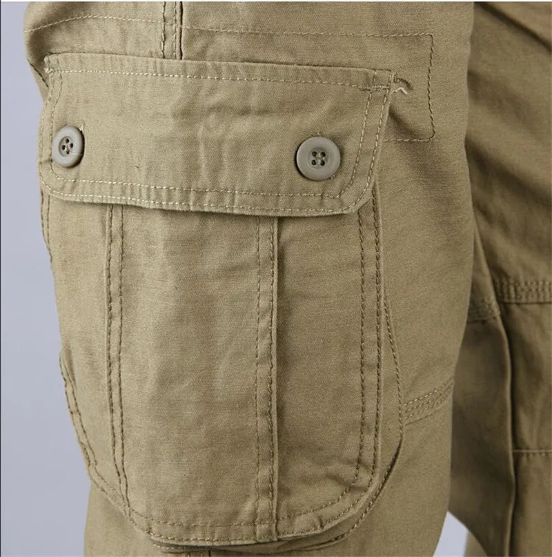 Calça casual masculina com vários bolsos, calça reta solta, outwear esportivo longo, tamanho grande 44, na moda