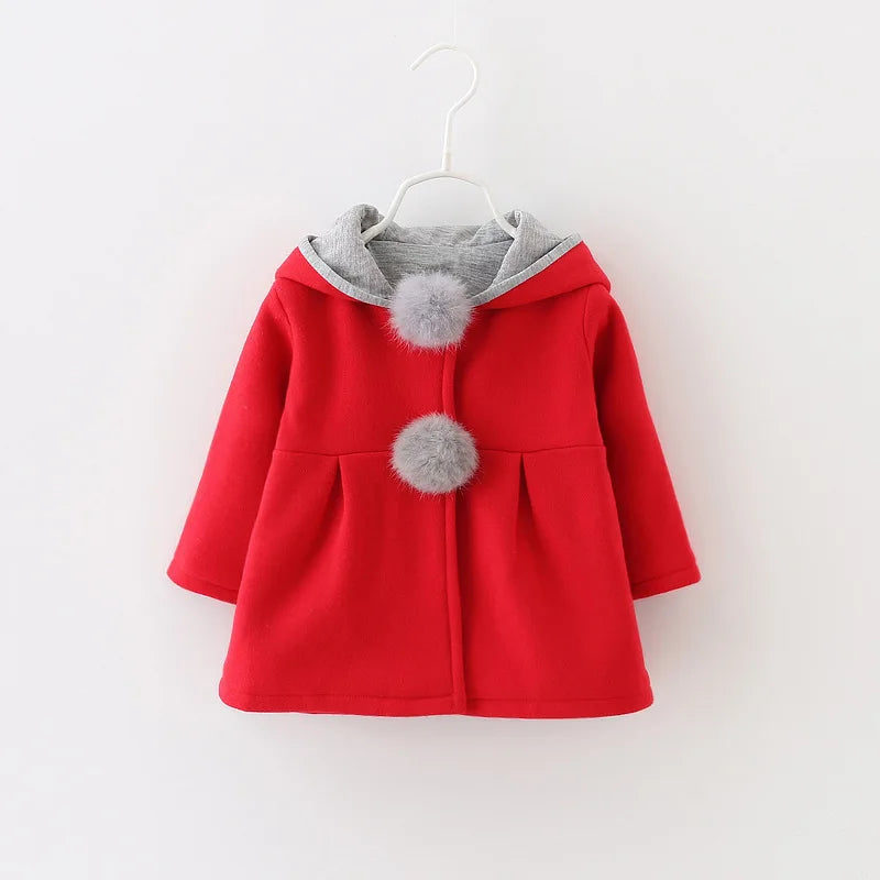 Jaqueta de algodão quente para bebês com orelhas de coelho, roupas infantis, casaco infantil, casacos, outono, primavera